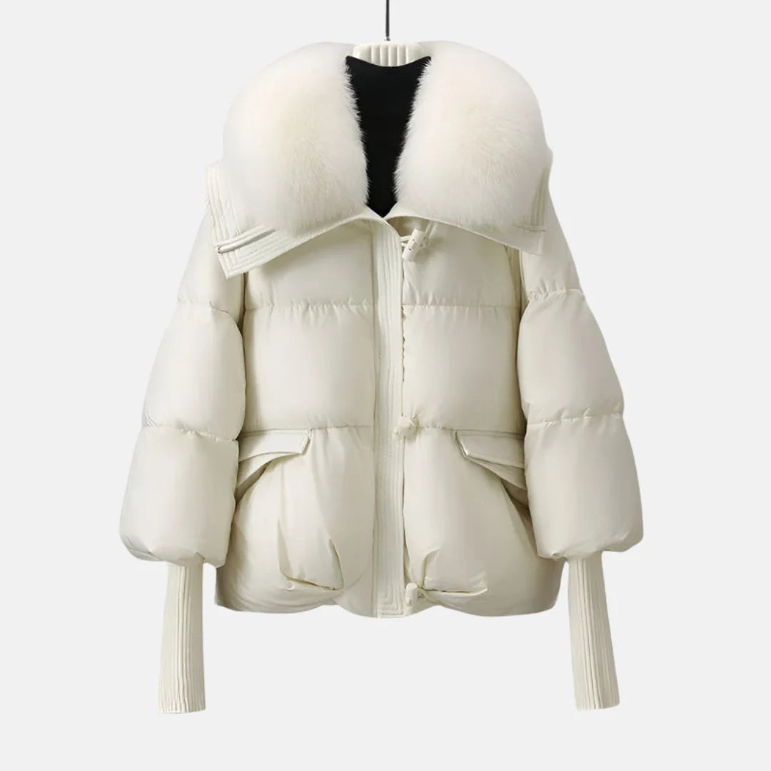 Amélie™ | Damen Luxus Pufferjacke mit Fellkragen