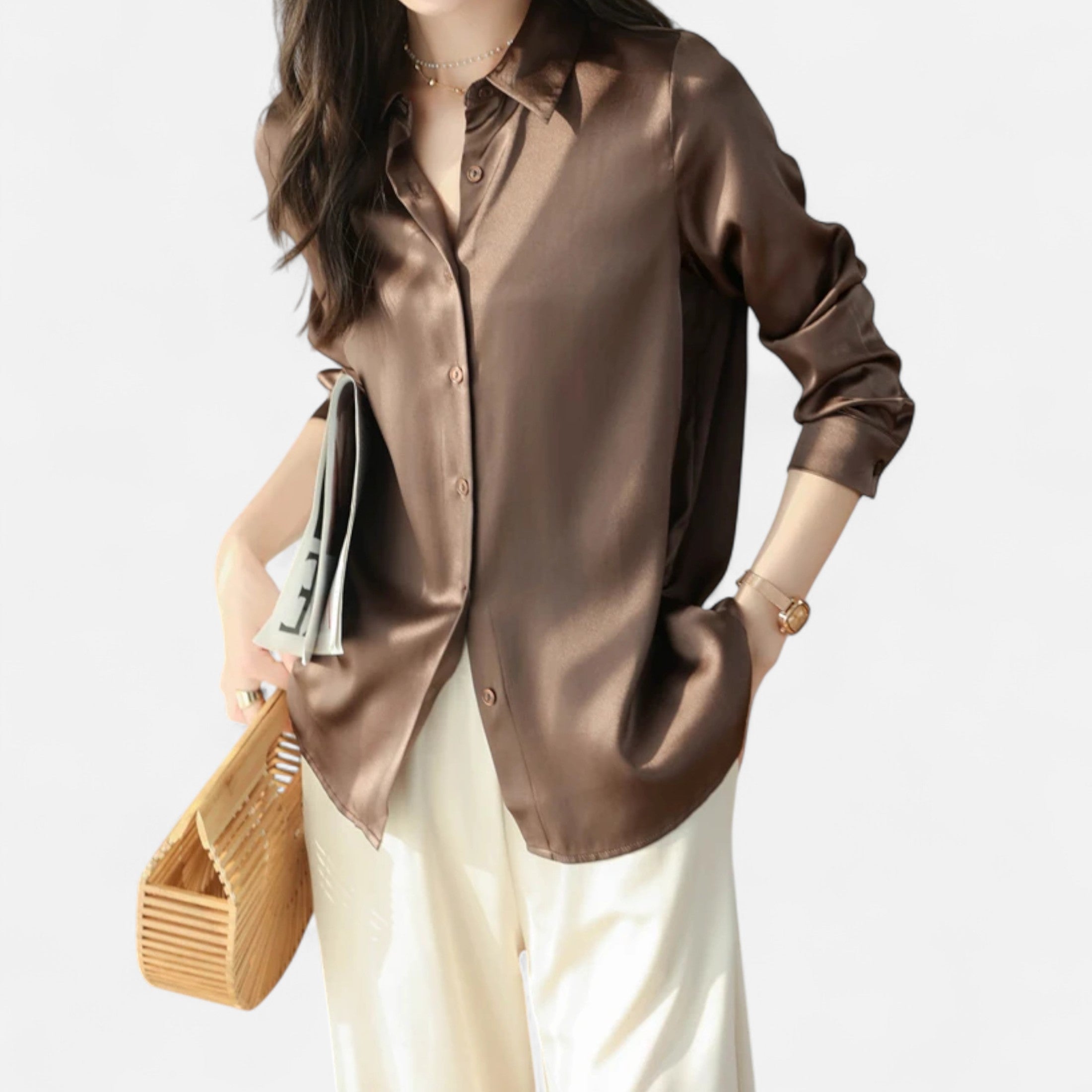 Chloé™ | Damen Satinbluse – Raffinierte Ausstrahlung
