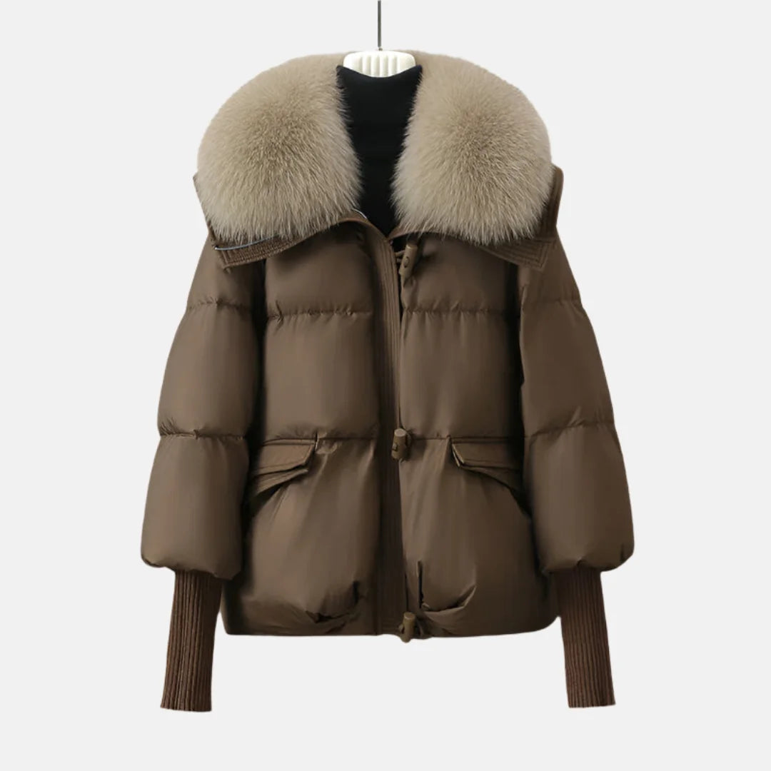 Amélie™ | Damen Luxus Pufferjacke mit Fellkragen