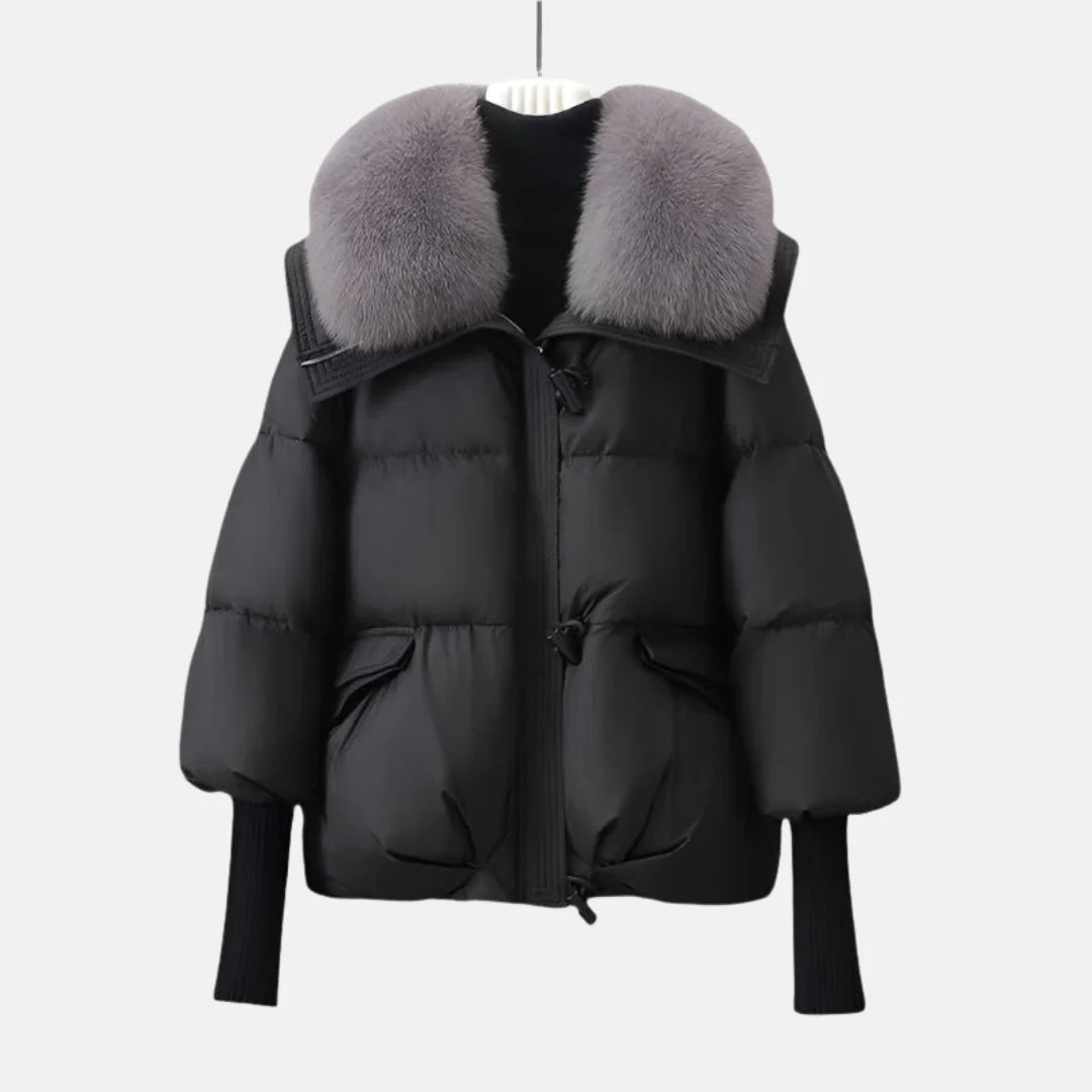 Amélie™ | Damen Luxus Pufferjacke mit Fellkragen