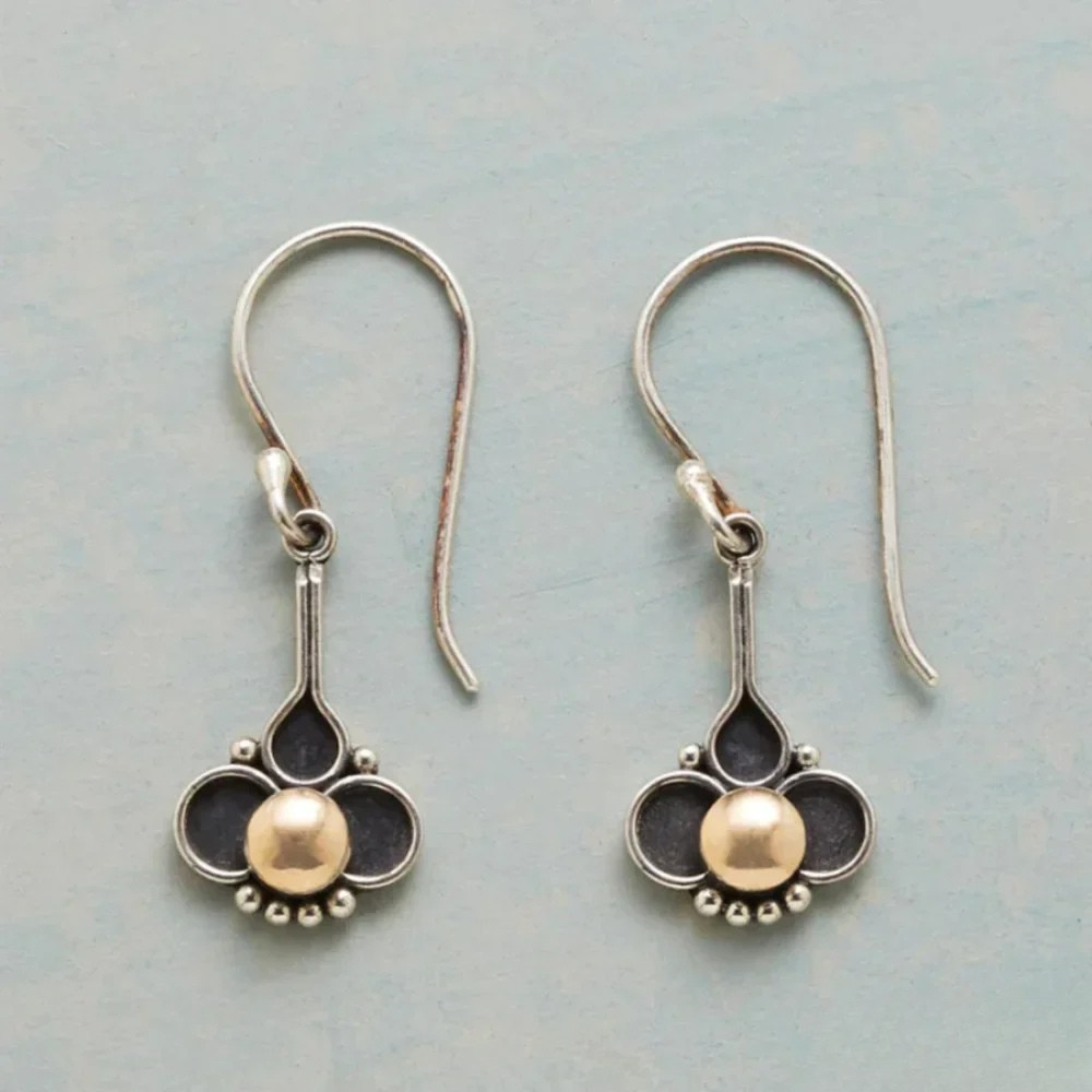 Bohemian Kleeblatt Perlen Silber Ohrringe