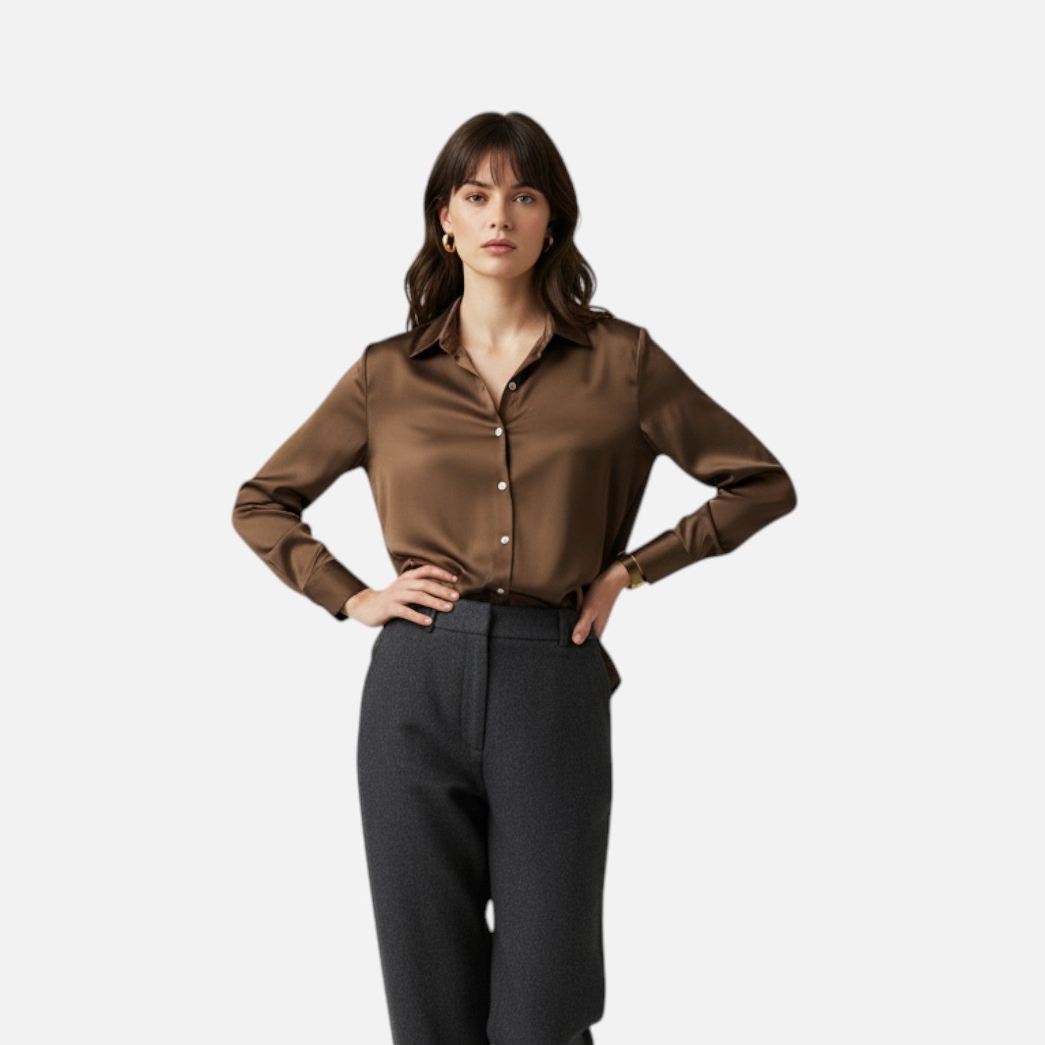 Camille™ | Damen Satinbluse – Eleganz & Glanz